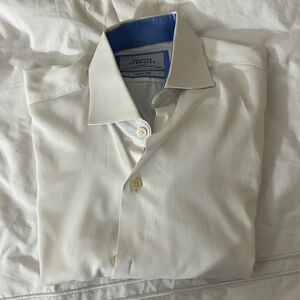 Charles Tyrwhitt white dress shirt with blue trim